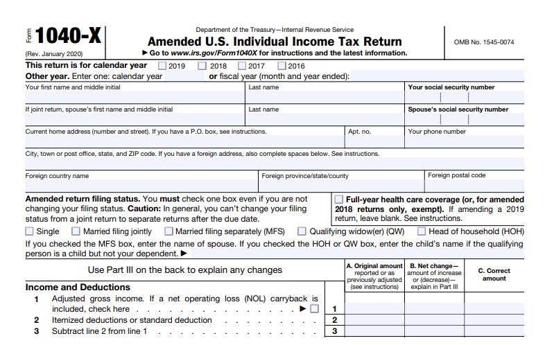 IRS announces Form 1040-X can be filed electronically starting the summer of 2020